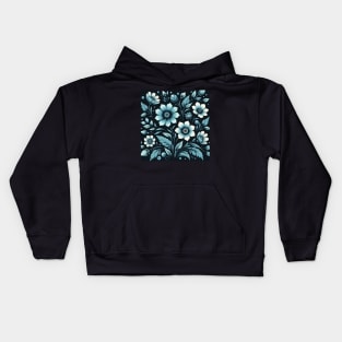 Blue Floral Illustration Kids Hoodie